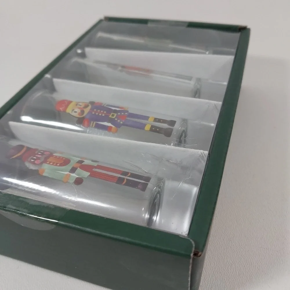 Kirkland's Home Nutcracker Shot Glasses Set of 4 Holiday Barware‎ 2 oz NEW